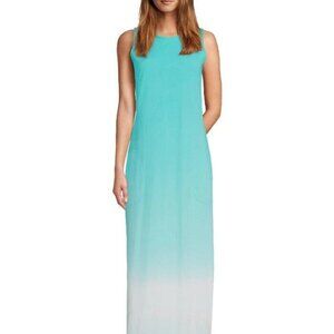 Lands' End Women's 2X LONG Cotton Jersey Maxi Swim Cover-up Dress Island Aqua Om